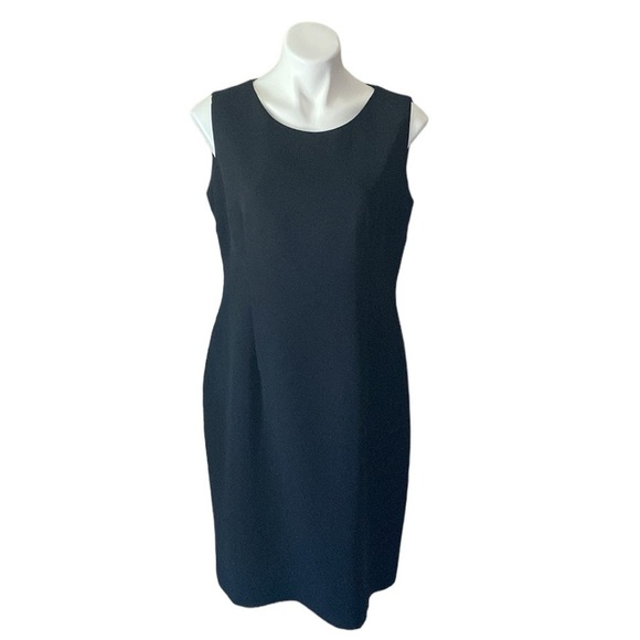 Vintage Kasper Black Sleeveless Scoop Neck Plus Size Shift Dress - Picture 1 of 7